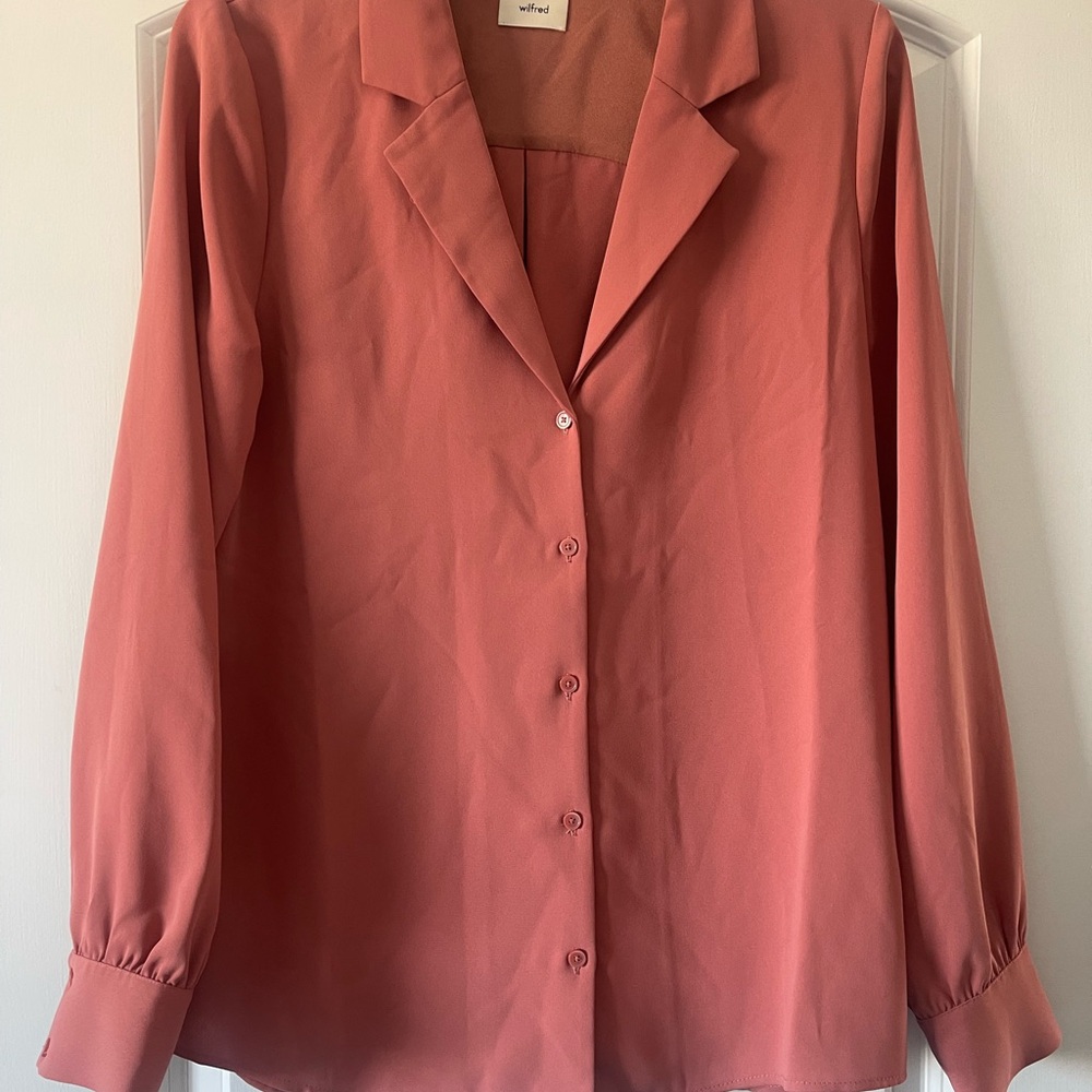 Aritzia Wilfred Salmon Power Button Down Shirt